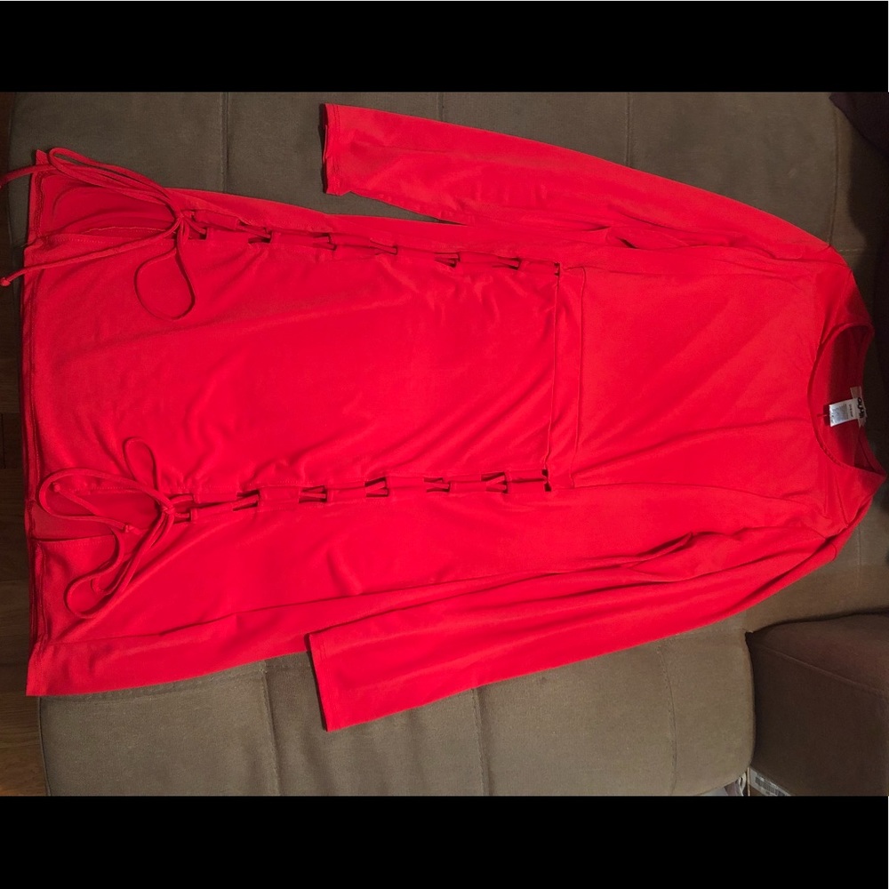 Red mini dress. Plus size